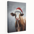 Festive Cow in Santa Hat – Whimsical Christmas Wall Hangings