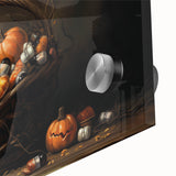 Pumpkin Basket Halloween Wall Art - Rustic Spooky Oil Painting