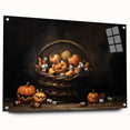 Pumpkin Basket Halloween Wall Art - Rustic Spooky Oil Painting