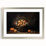 Pumpkin Basket Halloween Wall Art - Rustic Spooky Oil Painting