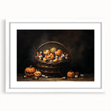 Pumpkin Basket Halloween Wall Art - Rustic Spooky Oil Painting