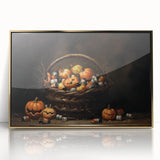 Pumpkin Basket Halloween Wall Art - Rustic Spooky Oil Painting