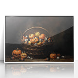 Pumpkin Basket Halloween Wall Art - Rustic Spooky Oil Painting