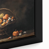 Pumpkin Basket Halloween Wall Art - Rustic Spooky Oil Painting