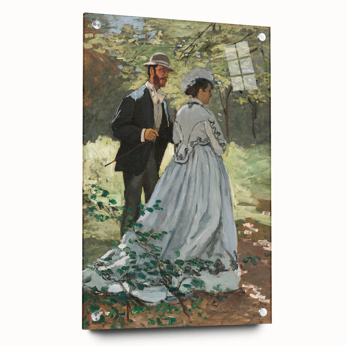 Claude Monet's Bazille and Camille - Impressionist Outdoor Scene Art