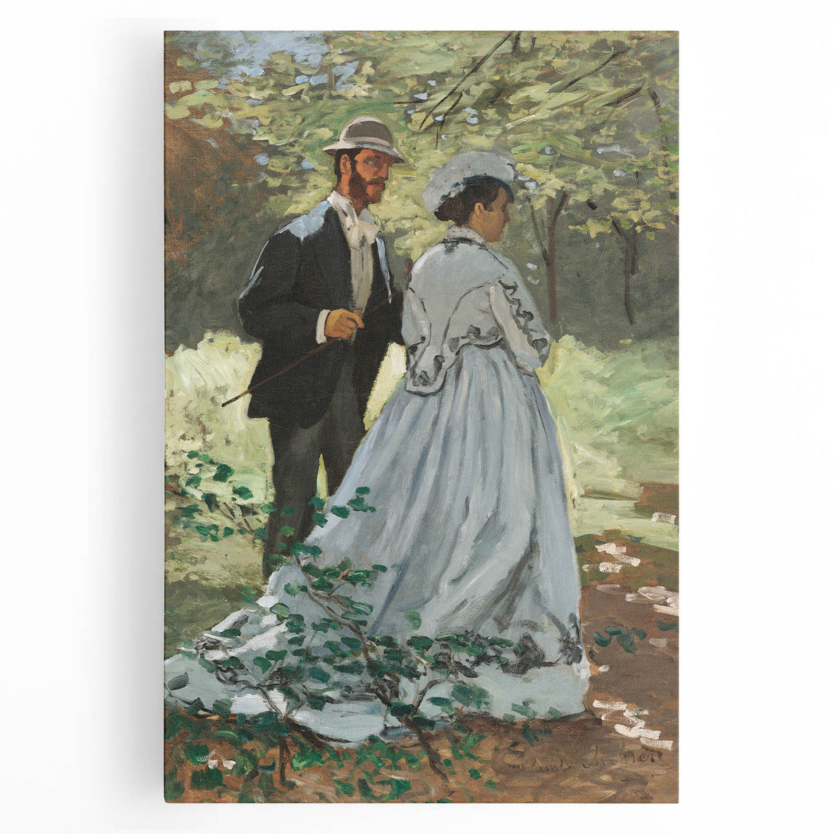 Claude Monet's Bazille and Camille - Impressionist Outdoor Scene Art