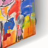 Acrylic Glass Art for Kids Rooms - Colorful Cow Animal Print