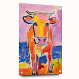 Acrylic Glass Art for Kids Rooms - Colorful Cow Animal Print