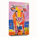Acrylic Glass Art for Kids Rooms - Colorful Cow Animal Print