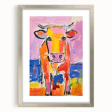 Acrylic Glass Art for Kids Rooms - Colorful Cow Animal Print