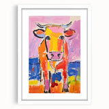 Acrylic Glass Art for Kids Rooms - Colorful Cow Animal Print