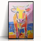 Acrylic Glass Art for Kids Rooms - Colorful Cow Animal Print