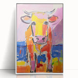 Acrylic Glass Art for Kids Rooms - Colorful Cow Animal Print