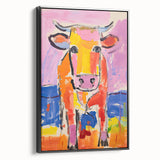 Acrylic Glass Art for Kids Rooms - Colorful Cow Animal Print