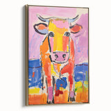 Acrylic Glass Art for Kids Rooms - Colorful Cow Animal Print