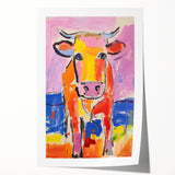 Acrylic Glass Art for Kids Rooms - Colorful Cow Animal Print