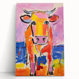 Acrylic Glass Art for Kids Rooms - Colorful Cow Animal Print