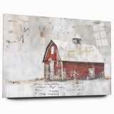 Acrylic landscape barn wall art with a modern design, showcasing vibrant colors and a side view without pins, ideal for home decor and artistic displays.