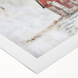 Landscape barn wall art on rolled canvas showcasing rustic charm, featuring warm earth tones and intricate detailing, ideal for home decor and farmhouse aesthetics.