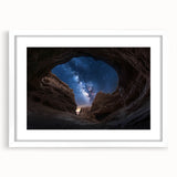 Landscape wall art featuring a stunning canyon scene framed in white, showcasing rich earthy tones and intricate details, ideal for home decor enhancement.