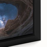 Framed canvas art showcasing a vibrant landscape of canyons, highlighting rich earthy tones and intricate textures, perfect for enhancing home decor.