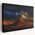 Desert landscape stretched canvas art showcasing vibrant oranges and yellows of dusk, elegantly framed for home decor, perfect for enhancing modern aesthetics.