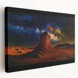 Desert landscape stretched canvas art showcasing vibrant oranges and yellows of dusk, elegantly framed for home decor, perfect for enhancing modern aesthetics.