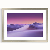 Elegant silver-framed landscape artwork showcasing serene sand dunes, enhanced by a white mat for a refined presentation, ideal for home decor. Perfect for nature enthusiasts looking to elevate their space with a tranquil touch.