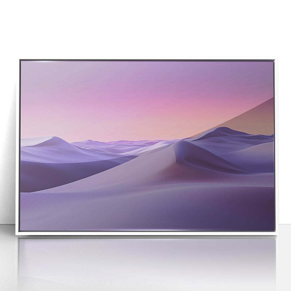 Framed acrylic artwork showcasing serene sand dunes in a minimalist white frame, perfect for enhancing modern home decor with a touch of nature's beauty.