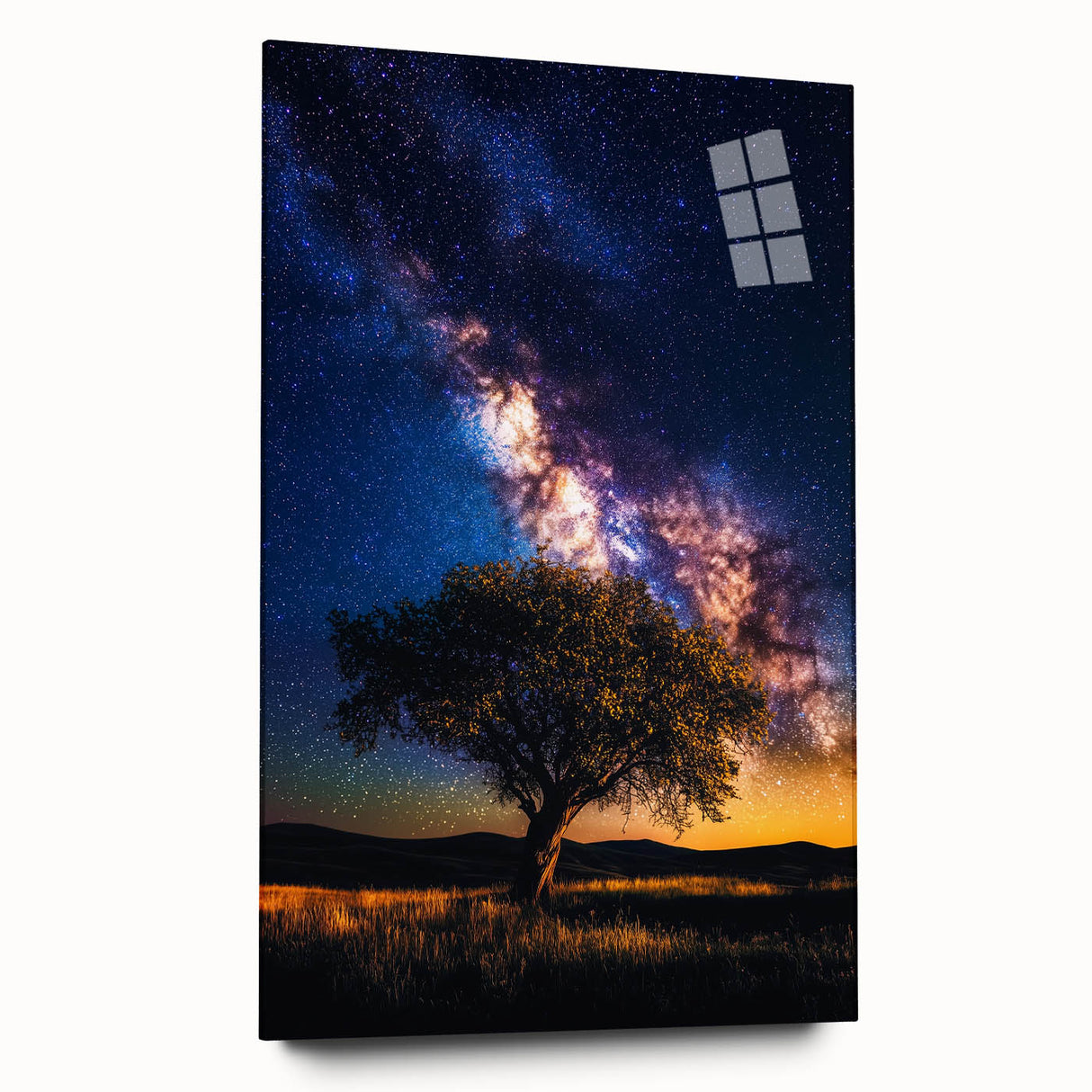 Acrylic glass artwork showcasing vibrant landscapes of rolling fields, viewed from the side without pins, perfect for modern home decor and art enthusiasts.