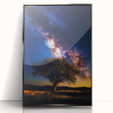 Framed acrylic artwork showcasing a serene landscape with rolling fields, a silver front, and a modern design, perfect for enhancing home decor aesthetics.