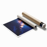 Vibrant rolled print of a serene landscape featuring lush green fields under a bright blue sky, elegantly packaged in a protective cardboard tube. Ideal for home decor enthusiasts seeking nature-inspired wall art.