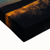 Close-up of a stretched canvas depicting vibrant green fields under a bright blue sky, showcasing rich textures and details ideal for home decor or office aesthetics. Perfect for nature lovers seeking a serene landscape ambiance.