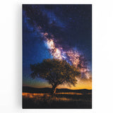 Stretched canvas artwork showcasing a vibrant landscape of rolling fields under a clear blue sky, ideal for home decor or artistic inspiration.