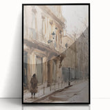 Framed acrylic landscape artwork showcasing a serene black and white mountain scene, set in a sleek black frame, perfect for modern home decor and interior design.