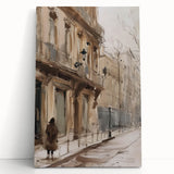 Stretched canvas artwork displaying a vibrant landscape scene with lush greenery and a serene sky, leaning against a neutral wall, perfect for home decor.