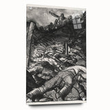 Dynamic Modern War Scene – Black & White Art Print by Bellows