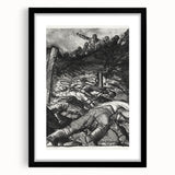 Dynamic Modern War Scene – Black & White Art Print by Bellows