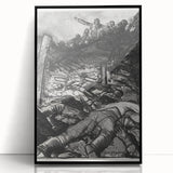 Dynamic Modern War Scene – Black & White Art Print by Bellows