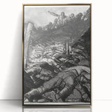 Dynamic Modern War Scene – Black & White Art Print by Bellows