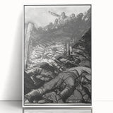 Dynamic Modern War Scene – Black & White Art Print by Bellows