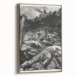 Dynamic Modern War Scene – Black & White Art Print by Bellows