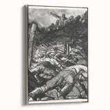 Dynamic Modern War Scene – Black & White Art Print by Bellows