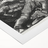 Dynamic Modern War Scene – Black & White Art Print by Bellows