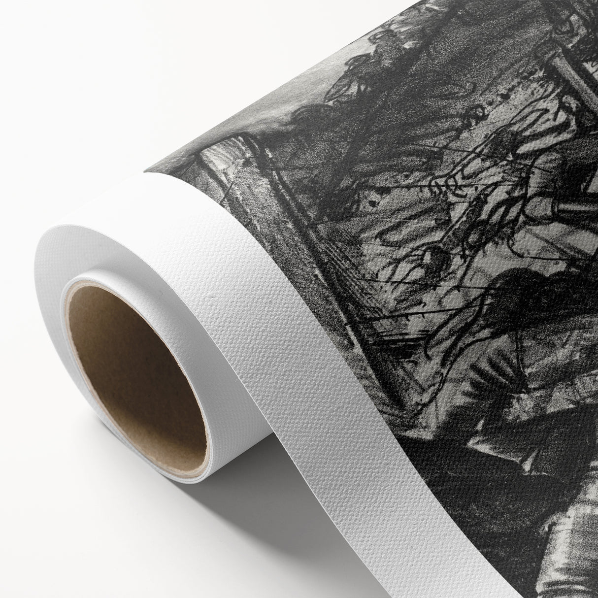 Dynamic Modern War Scene – Black & White Art Print by Bellows