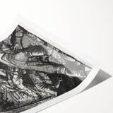 Dynamic Modern War Scene – Black & White Art Print by Bellows