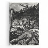 Dynamic Modern War Scene – Black & White Art Print by Bellows