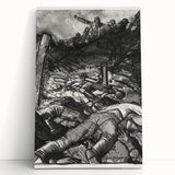 Dynamic Modern War Scene – Black & White Art Print by Bellows