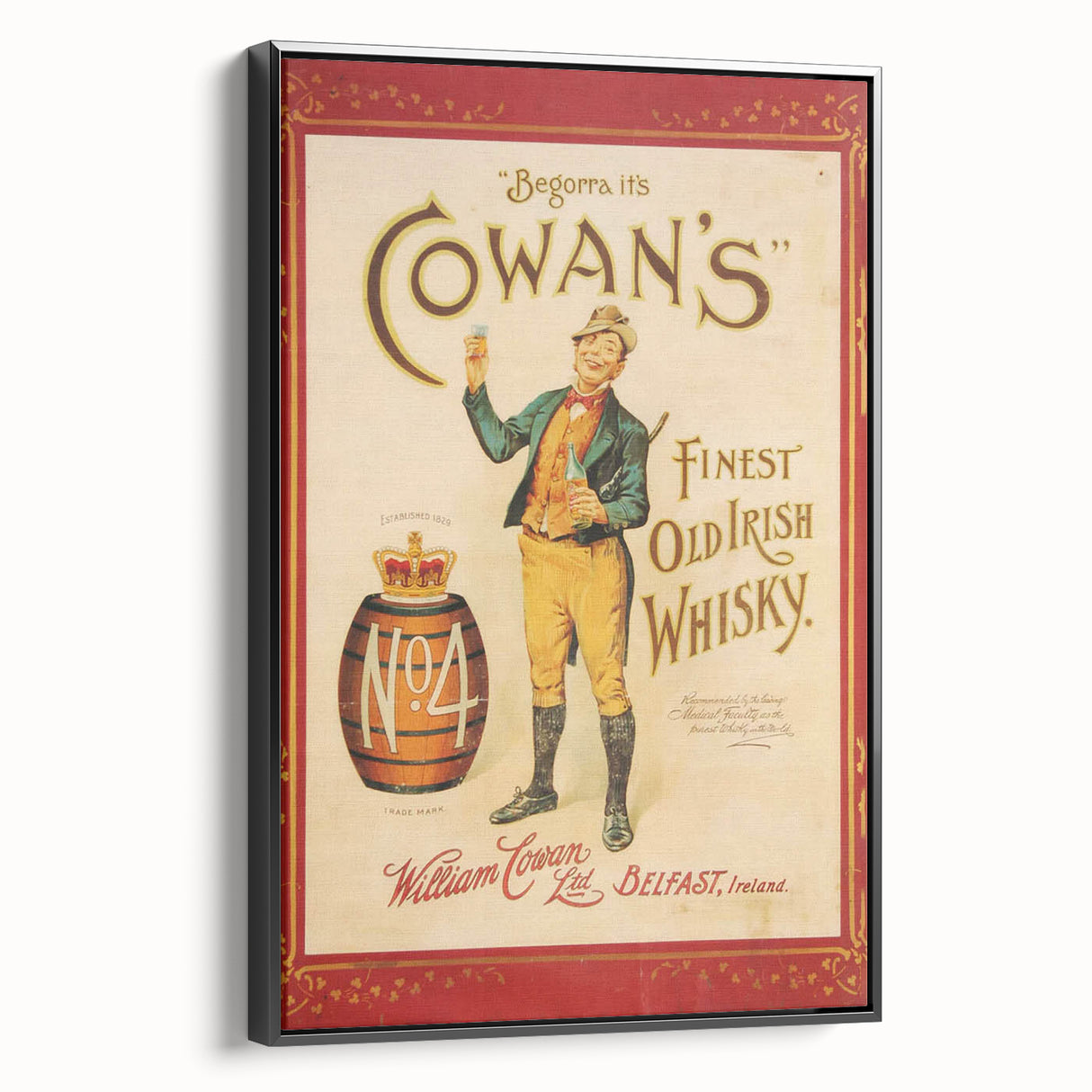 Retro Cowan’s Irish Whisky Poster - Vintage Wall Art Print