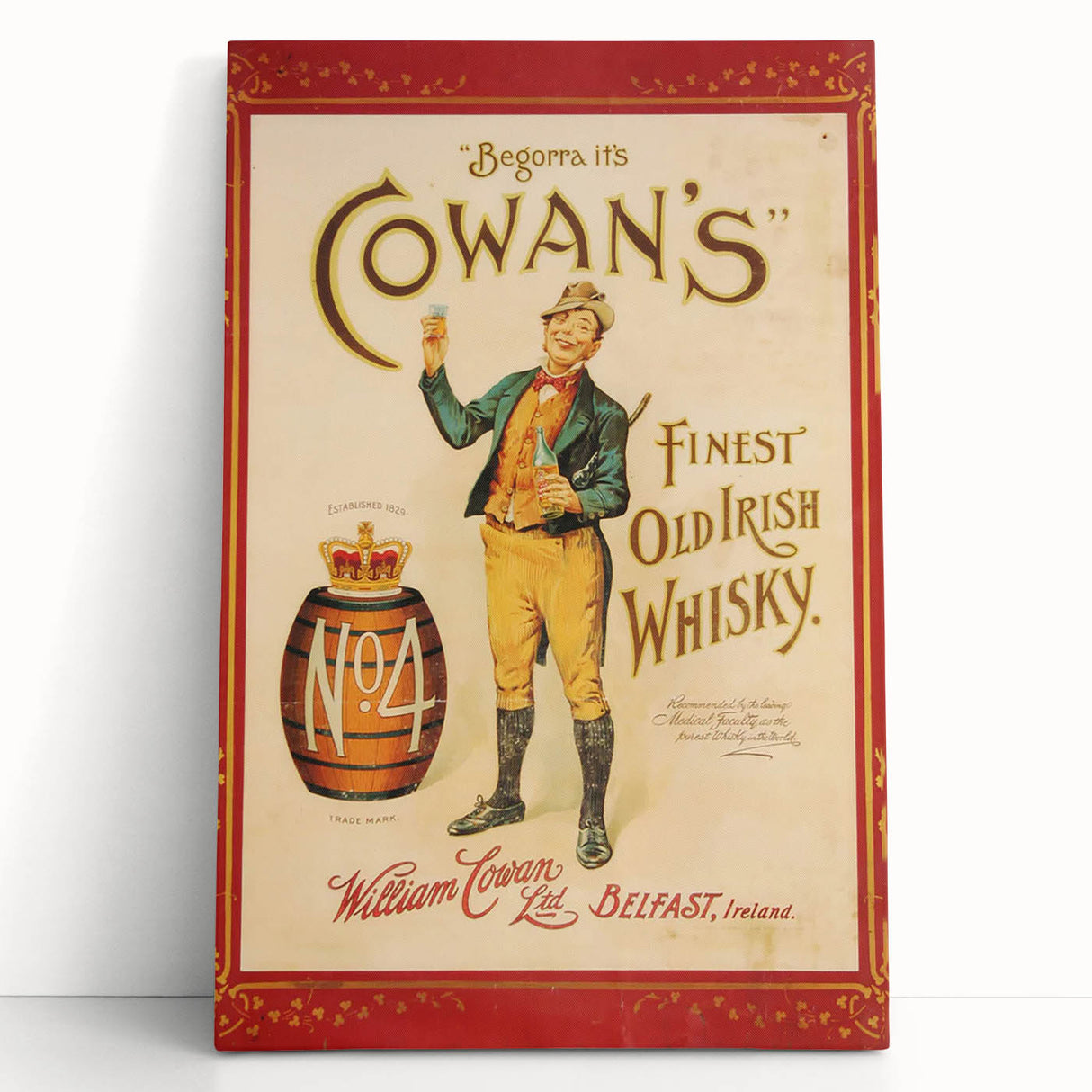 Retro Cowan’s Irish Whisky Poster - Vintage Wall Art Print